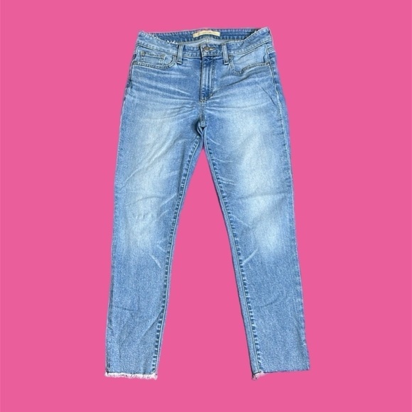 Joe’s Jeans The Icon Mid-Rise Skinny Crop Jeans Raw Hem Blue Wash Women’s Sz 27 - Picture 1 of 12